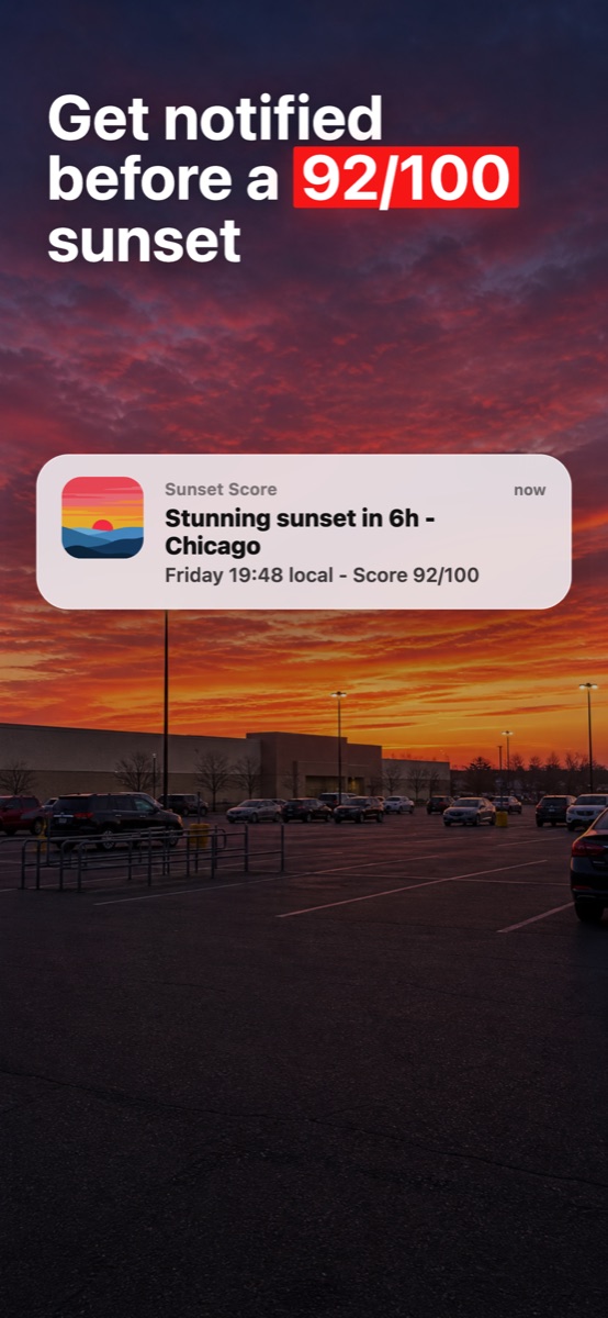 Sunset Score notification screenshot